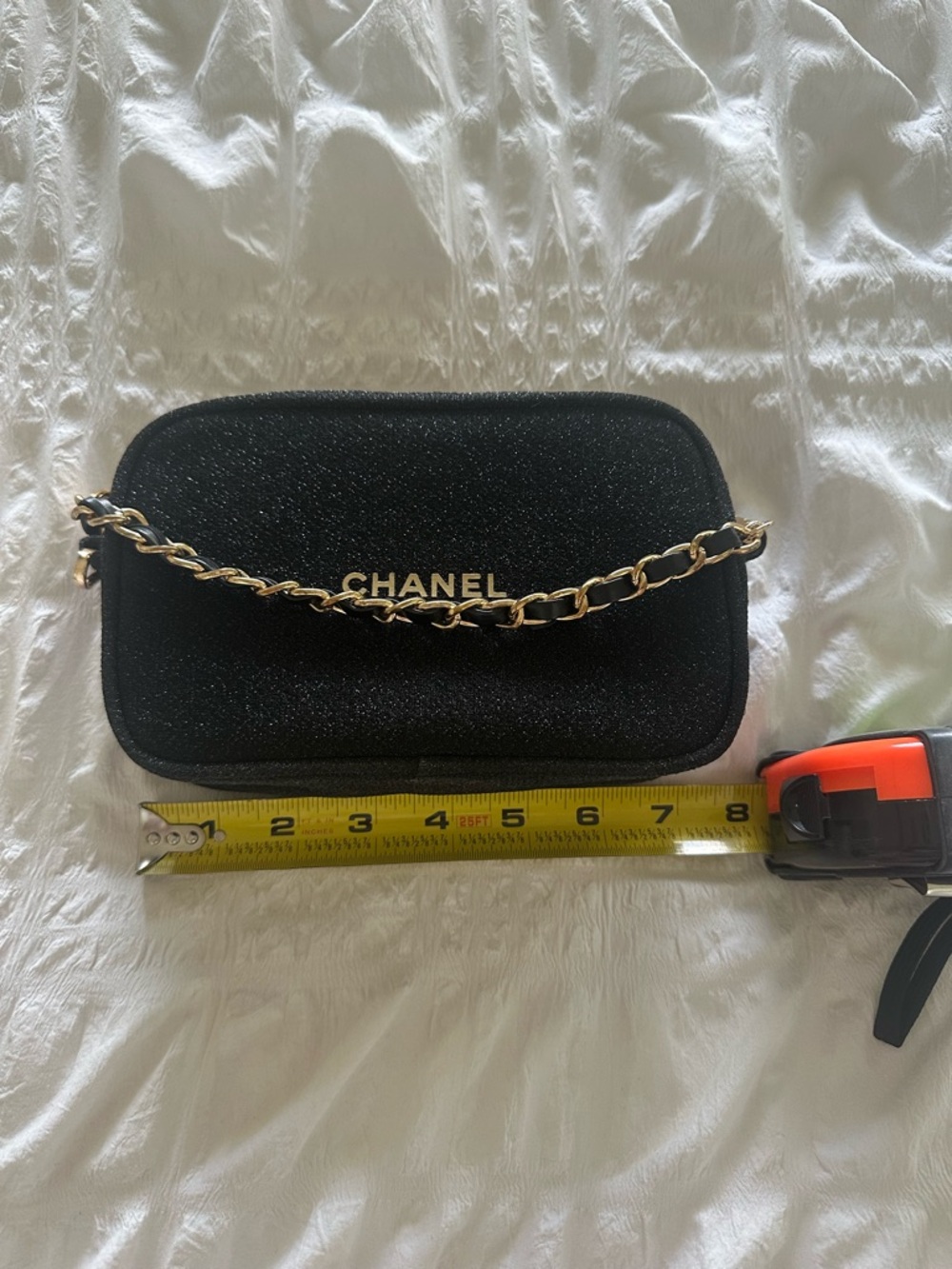 Chanel Glittery Black Makeup Pouch/ Bag with Gold Accents - Picture 6 of 8